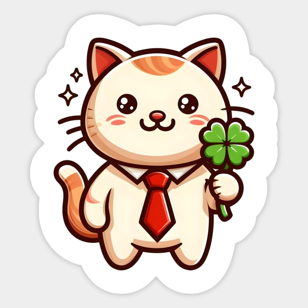 Cat Holding Shamrock for St Patricks Day Sticker by Rizstor